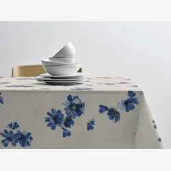 S�dahl - Akryldug m. antislip bl� blomster B:140 pris. pr. M