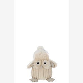 J-Line - Ugle m/hue poly/tekstil Beige H: 26 B: 20 D: 16 cm. 