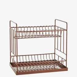 Madam Stoltz - Opvaskestativ 2 etager m/drypbakke 35 x 25 x 33,5 cm. Rust