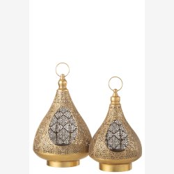 J-Line - Fyrfadslysholder �stlig Guld Metal 25x25x38cm.