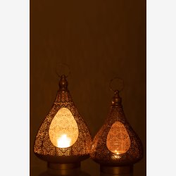 J-Line - Fyrfadslysholder �stlig Guld Metal 25x25x38cm.