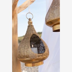 J-Line - Fyrfadslysholder �stlig Guld Metal 25x25x38cm.