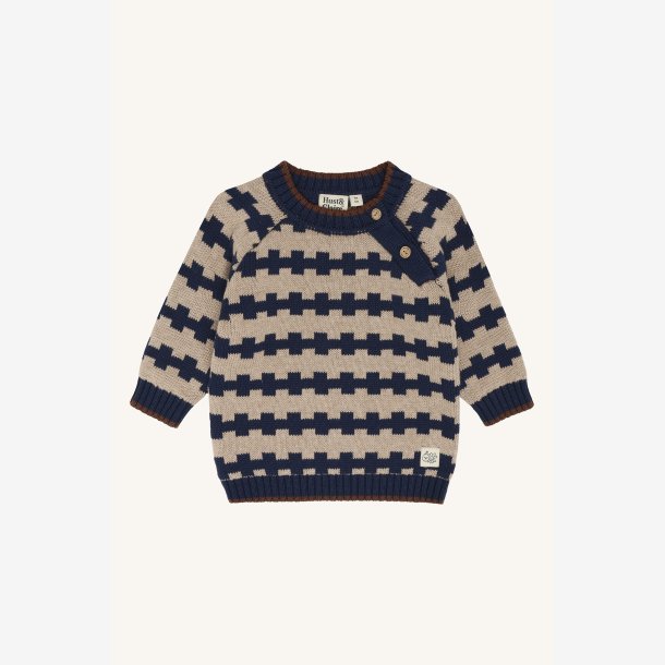 Hust &amp; Clarie - Strik Sweater - Beige &amp; Bl�