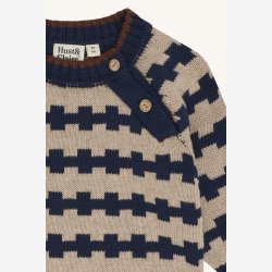 Hust &amp; Clarie - Strik Sweater - Beige &amp; Bl�