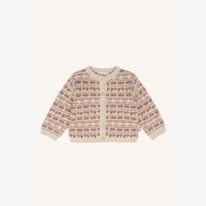 Hust & Claire - Strik Cardigan - Beige m. Motiv