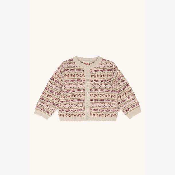 Hust &amp; Claire - Strik Cardigan - Beige m. Motiv