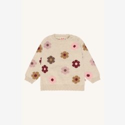 Hust &amp; Claire - Strik Bluse - Beige m. Blomster 