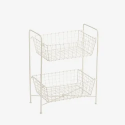 Madam Stoltz - Jernreol m. 2 kurve, cremefarvet 39x23x49 cm