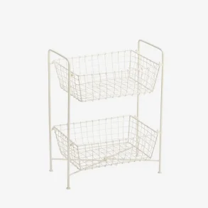 Madam Stoltz - Jernreol m. 2 kurve, cremefarvet 39x23x49 cm