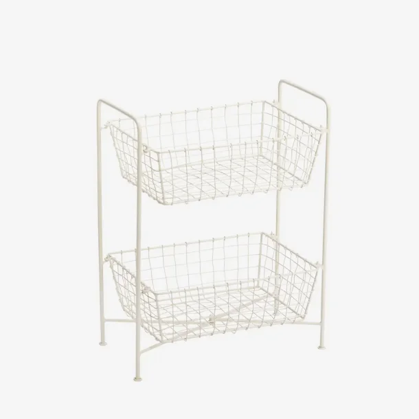 Madam Stoltz - Jernreol m. 2 kurve, cremefarvet 39x23x49 cm