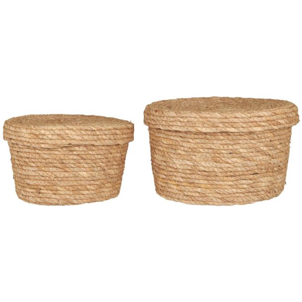 Ib Laursen - Rund opbevaringskurv m/lg Natur Sgrs - Flere Strrelser