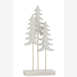 J-Line - Juletrer p fod tr Hvid/Guld H: 36 B: 16 D: 7 cm. 