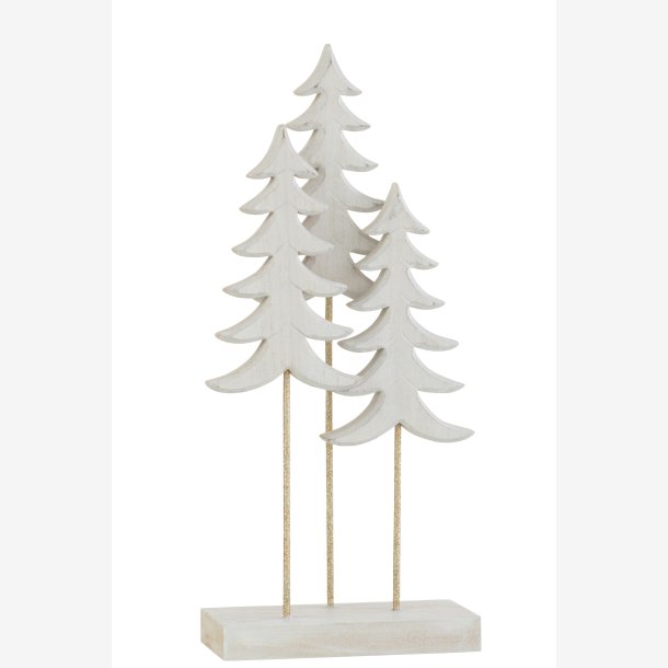 J-Line - Juletrer p fod tr Hvid/Guld H: 36 B: 16 D: 7 cm. 