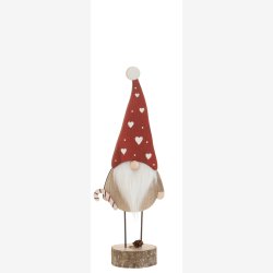 J-Line - Julemand m/fod gave eller kandis stok rd/Hvid H: 35 B: 12 D: 9 cm. - Leveres Assorteret