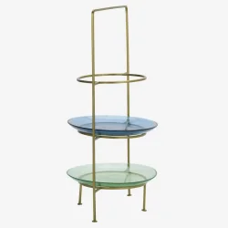 Madam Stoltz - Tallerken Etagere m/plads til 3 tallerkener H: 58 �: 25 cm. Messing/Jern