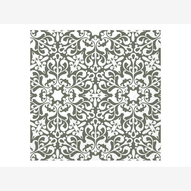 Chic Antique - Papir Serviet m/mnster papir L: 16 B: 16 cm. Oliven