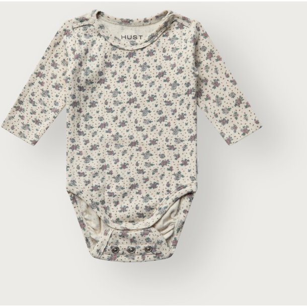 Hust&Claire - Body i Rib m. Blomster - Off White