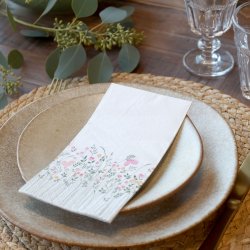 Chic Antique - Serviet m. gr�ftekantsblomster Sm� blomster Hvid 16 stk. L20/B10 cm.