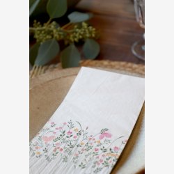 Chic Antique - Serviet m. gr�ftekantsblomster Sm� blomster Hvid 16 stk. L20/B10 cm.