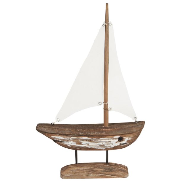 Ib Laursen - Skib m/hvidt sejl &amp; Hvidt skrog Nautico B: 6,8 H: 40,5 L: 25,3 cm.