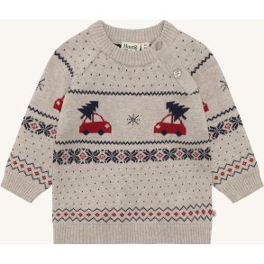 Hust & Claire - Striksweater - Beige m. juledesign