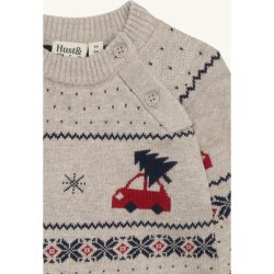 Hust &amp; Claire - Striksweater - Beige m. juledesign