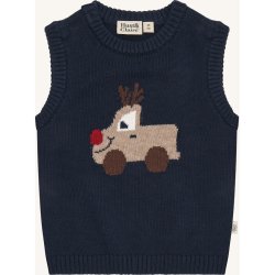 Hust &amp; Claire - Strikvest - Navy m. rensdyrmotiv
