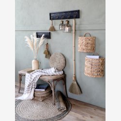 Chic Antique - Deko Fejekost af naturstr m/skaft i bambus L130/B28 cm natur