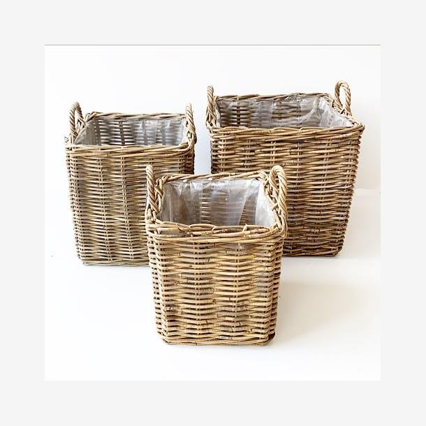 Aafod - Plantekurv Rattan Gr� m/plast