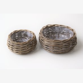 Aafod - Flad Kurv Rattan Gr� m/plast
