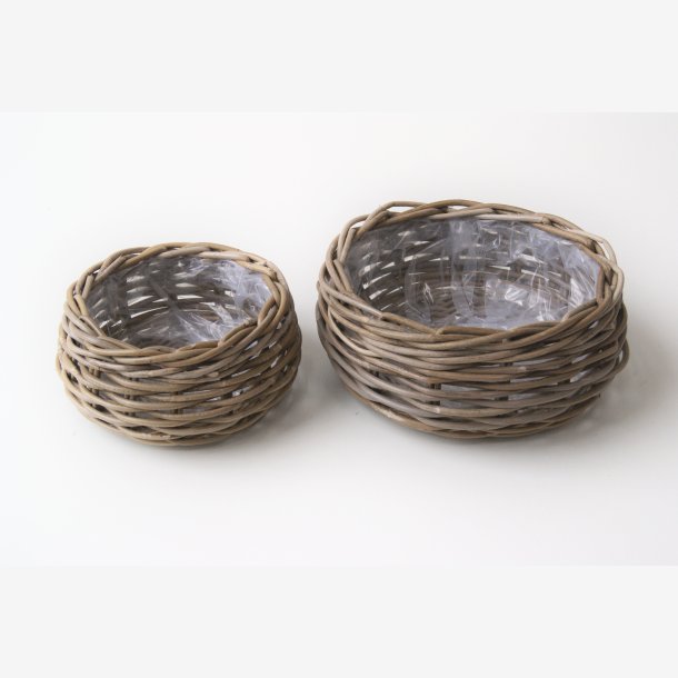 Aafod - Flad Kurv Rattan Gr� m/plast