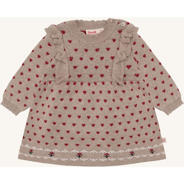 Hust &amp; Claire - Kjole - Beige m. hjerter