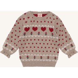 Hust &amp; Claire - Striksweater - Beige m. hjerter