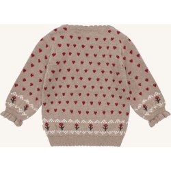 Hust &amp; Claire - Striksweater - Beige m. hjerter