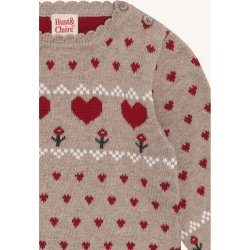 Hust &amp; Claire - Striksweater - Beige m. hjerter