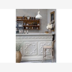 Chic Antique - Vintage disk til butik m/1 hylde Patineret hvid H118xB217xL76cm.