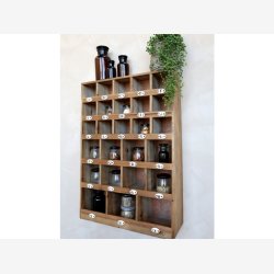 Chic Antique - Sorteringsreol til vg m/bogstaver H68xB51xL16,5cm Patineret/Naturlig.