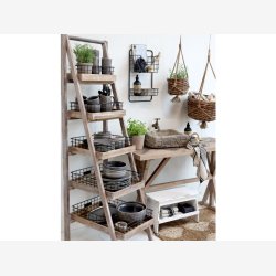 Chic Antique - Reol m/5 hylder og kurve Naturlig H170xB42xL70cm Grantr.