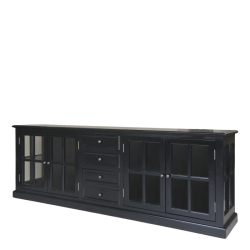 Chic Antique - Marseille Vitrine m. 4 lger og 4 skuffer H80/L220/B45 cm sort