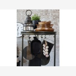 Chic Antique - Display p hjul rundt m/3 hylder og 3 trkasser 60xH160cm patineret sort.