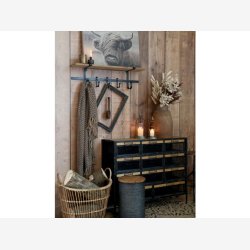 Chic Antique - Factory Kommode m/11 skuffer Patineret sort H86,5xB107xL34cm.