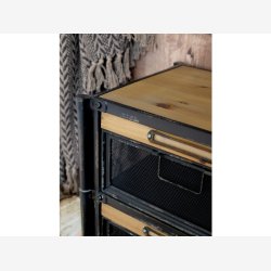 Chic Antique - Factory Kommode m/11 skuffer Patineret sort H86,5xB107xL34cm.