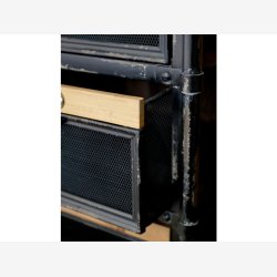 Chic Antique - Factory Kommode m/11 skuffer Patineret sort H86,5xB107xL34cm.