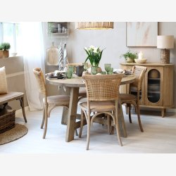 Chic Antique - UNIKA Spisebord rundt Naturlig 120xH76cm Genbrugstr.