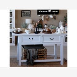 Chic Antique - Anretterbord m. 2 skuffer, hvid