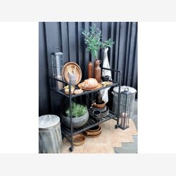 Chic Antique - Vogn m/2 hylder Foldbar Patineret sort H83,5xB46xL84cm Metal.