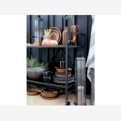 Chic Antique - Vogn m/2 hylder Foldbar Patineret sort H83,5xB46xL84cm Metal.