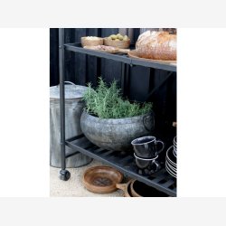 Chic Antique - Vogn m/2 hylder Foldbar Patineret sort H83,5xB46xL84cm Metal.