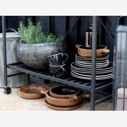 Chic Antique - Vogn m/2 hylder Foldbar Patineret sort H83,5xB46xL84cm Metal.