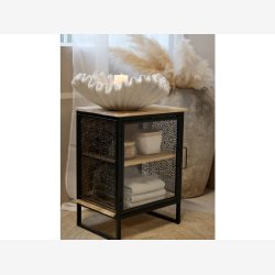 Chic Antique - Vence Sidebord/Sengebord m/2 hylder Patineret sort H65xB49xL36cm.